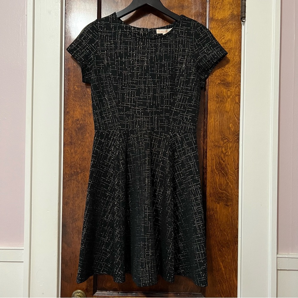 Creative Commune black & gold a-line knit petite dress